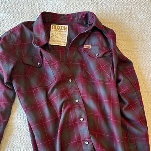 DIXXON Burgundy and Olive Plaid Flannel Shirt